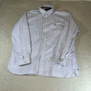 Polo Ralph Lauren XXL Classic Fit Pinstripe Button Down Shirt Flesh Pony 36/37